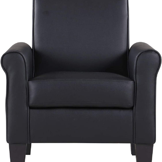 Black Faux Leather Accent Chair for Living Room-2