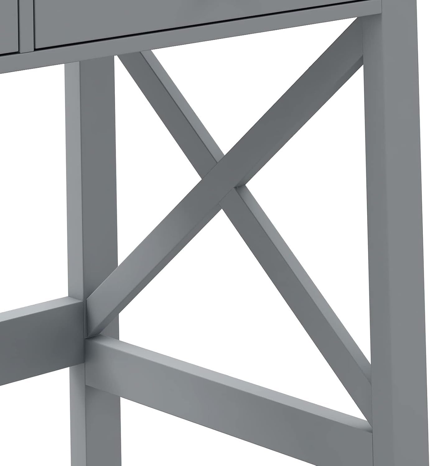 Gray metal frame with crisscross design on a white background