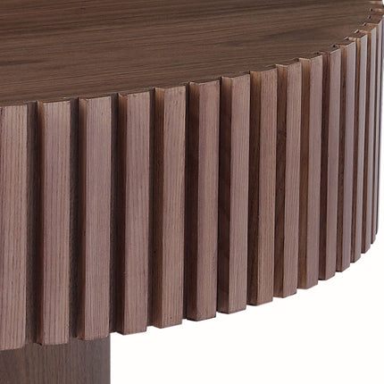 39.37'' Round MDF Coffee Table Mid Century Modern Coffee Table Unique Coffee Table for Living Room Furniture, Tea Table WALNUT-3
