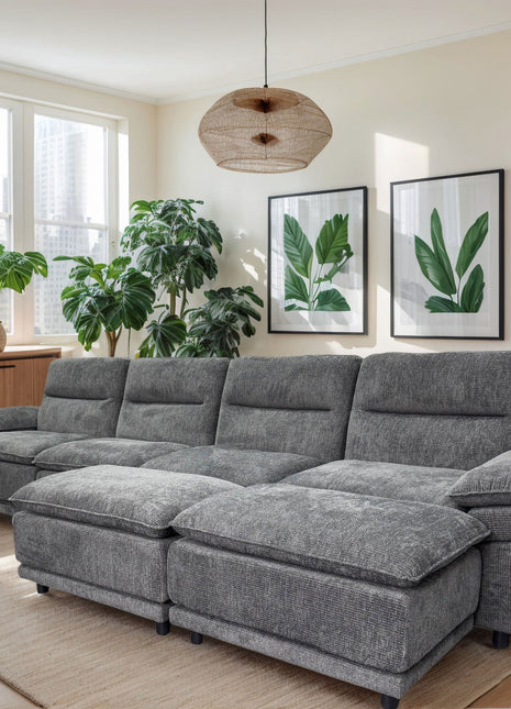 141'' Wide Modern U-shaped Sectional Sofa with high back cushion,6-seat Upholstered Soft Sofa Furniture,Sleeper Sofa Couch with Chaise Lounge for Living Room,Dark Grey-1