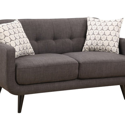 61" Charcoal And Black Loveseat and Toss Pillows-1