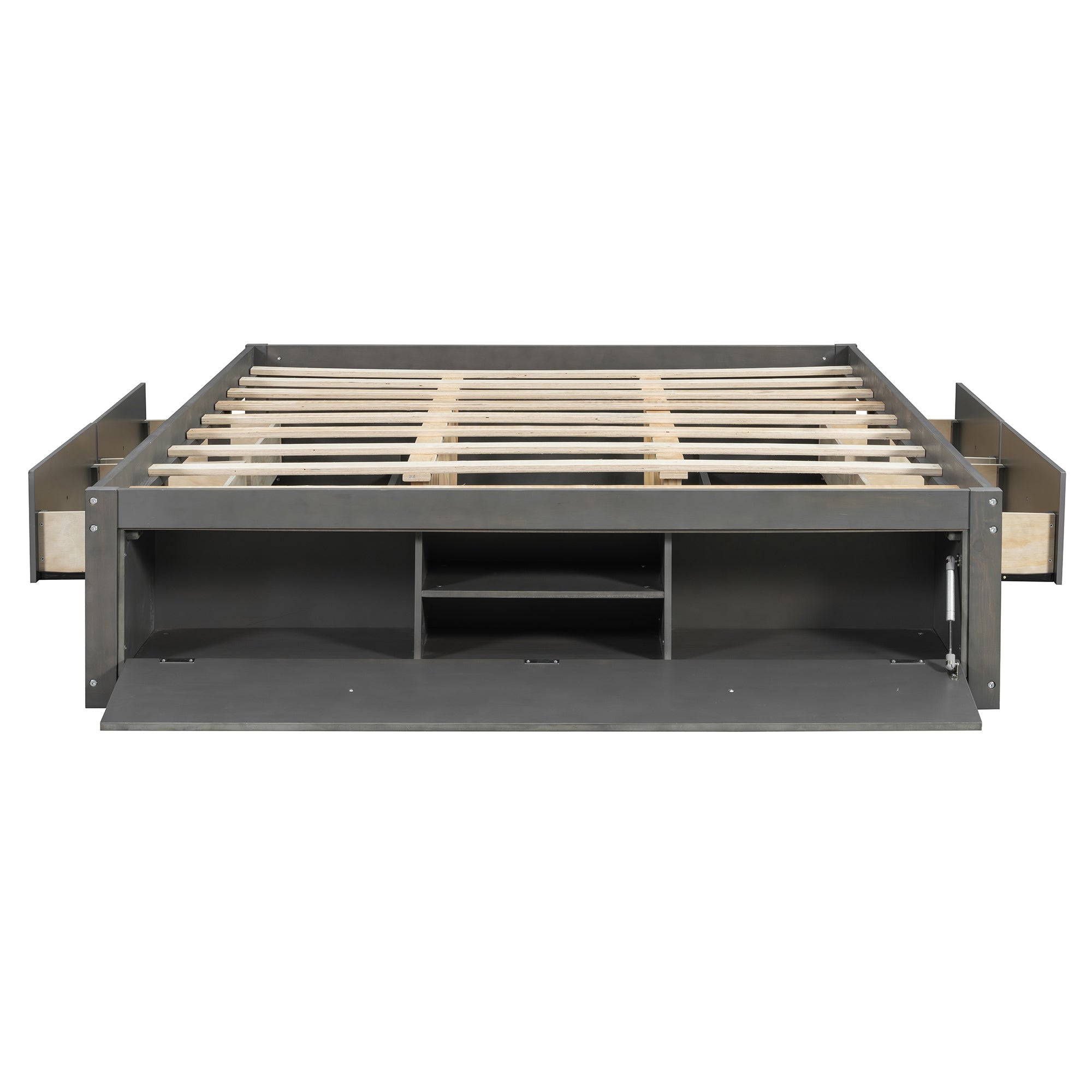Platform Bed Frame with 4 Storage Drawers and Hydraulic Lift Footboard