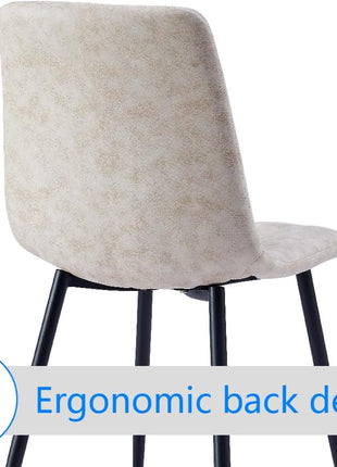 4 Set of Dining Chairs, Metal Frame Dining Chair for Kitchen Room,Technology Cloth Seat Chair for Living Room, Bedroom(Beige)-3