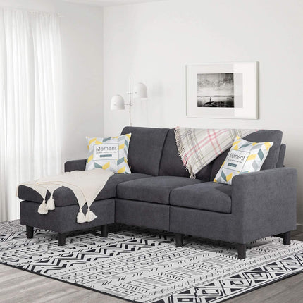 Linen L-Shaped Sectional Sofa-0