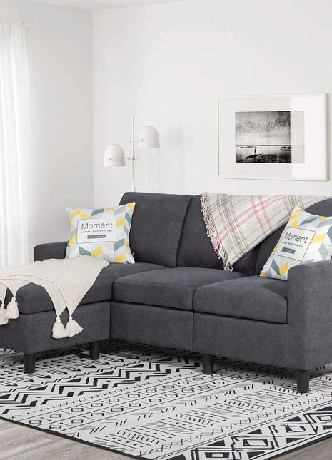 Linen L-Shaped Sectional Sofa-0