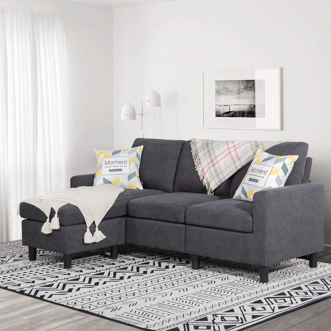 Linen L-Shaped Sectional Sofa-0