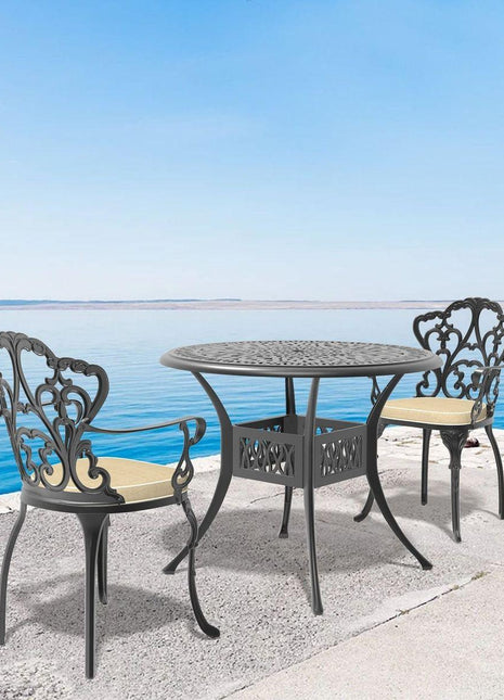 (Cushions In Random Colors)3-Piece Set Of Cast Aluminum Patio Furniture With Cushions-0