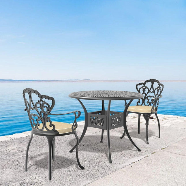 (Cushions In Random Colors)3-Piece Set Of Cast Aluminum Patio Furniture With Cushions-0