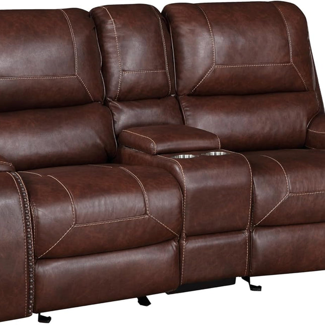 Brown Glider Recliner Loveseat with USB-1