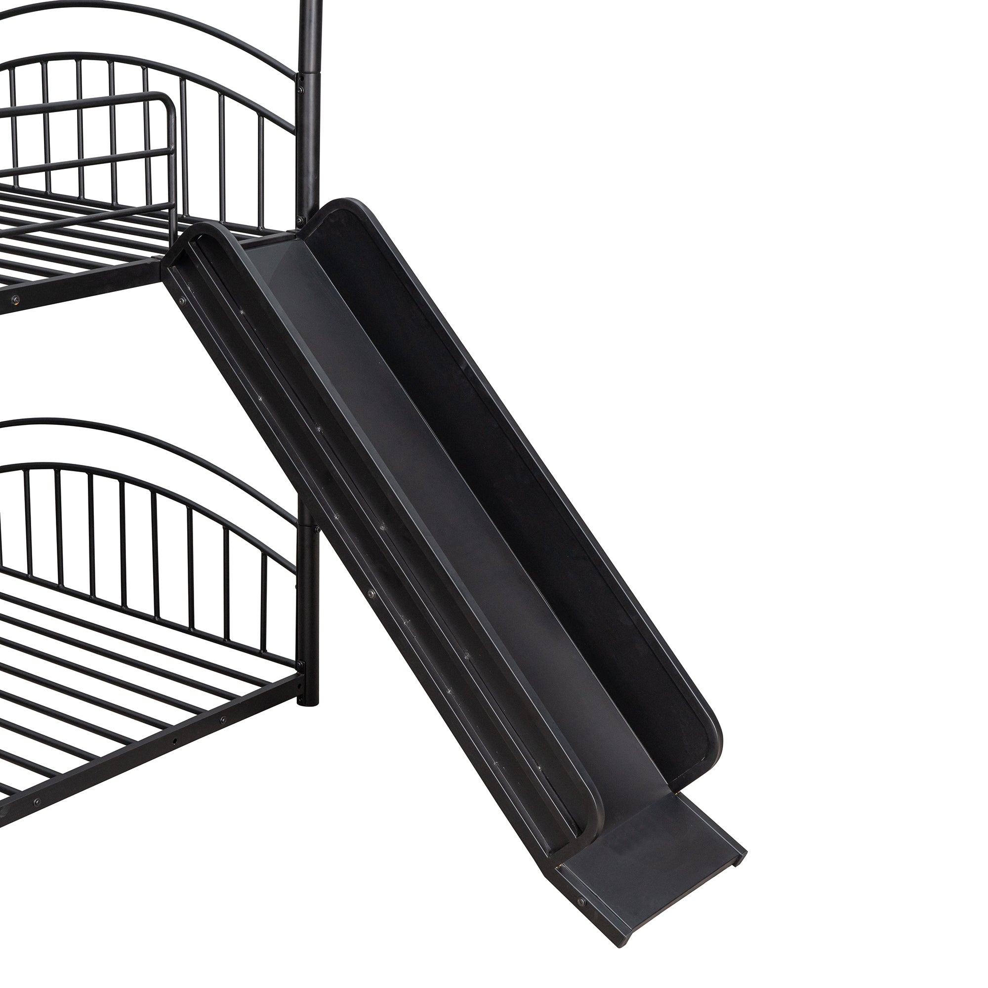 Twin Over Twin Metal Bunk Bed With Slide, Kids House Bed