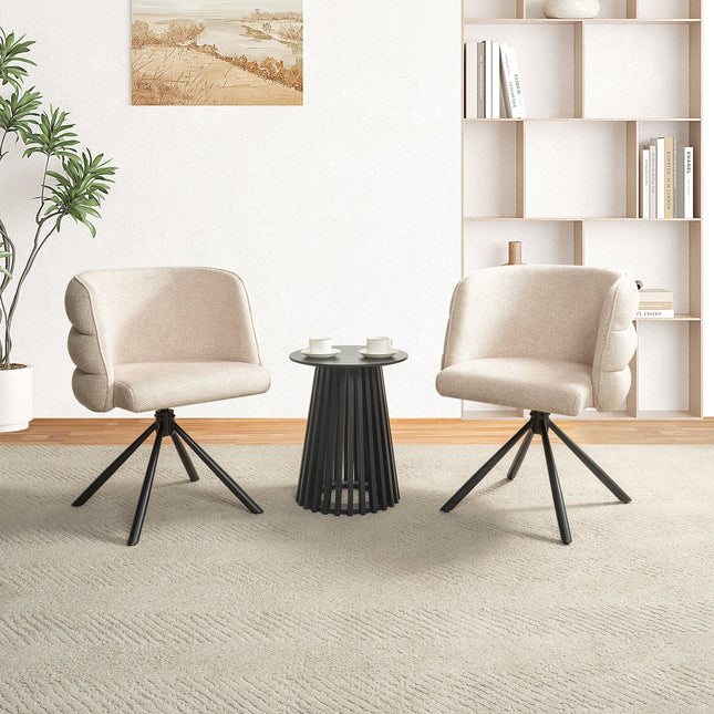 270° Swivel Home Office Desk Chairs Set of 2,Modern Dining Chairs, Upholstered Bedroom Chairs with Metal Base,Makeup Chair for Vanity, for Living Room, Bedroom,Study Room,Dining Room(Beige)-3