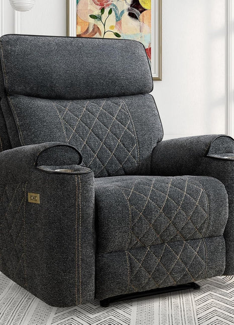 Electric Recliner Chair, Soft Fabric Power Recliners with Metal Cup Holders, Single Overstuffed Heavy Duty Reclining Sofa Chairs for Living Room Bedroom-0