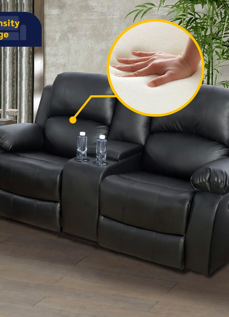 Alpine Living Room Recliner Set Include Love Seat, Sofa, 2-Piece,Black