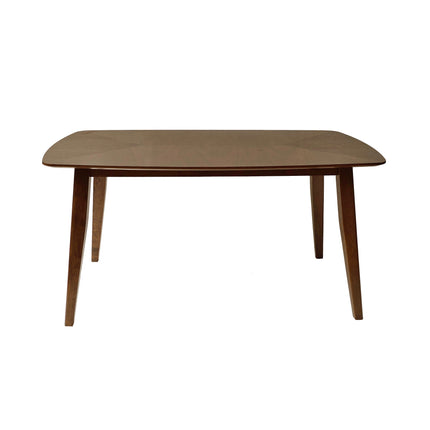 7-Piece Mid-Century Dining Set with Walnut Finished Frame, Upholstered Dining Chairs,Light Beige Chairs and Walnut Wood Table-3