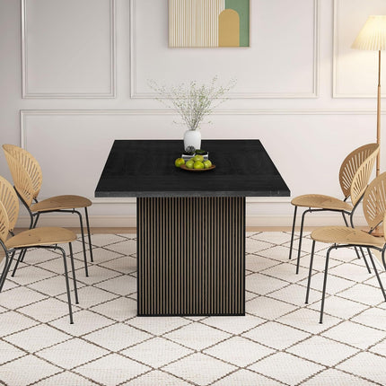 78 Inch Dining Table for 6 8 10, Modern Farmhouse Rectangular Kitchen Table, Dining Room Long Tables with Wood Strip Base for Kitchen Living Room (Black)-4