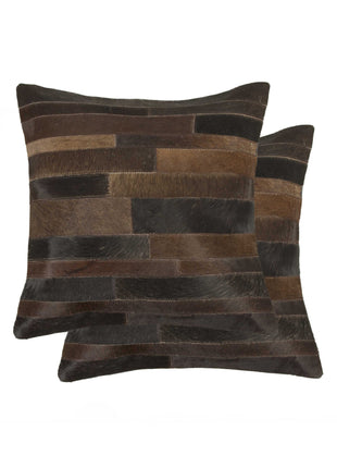 Set of Two 18" Chocolate Cowhide Throw Pillows-1