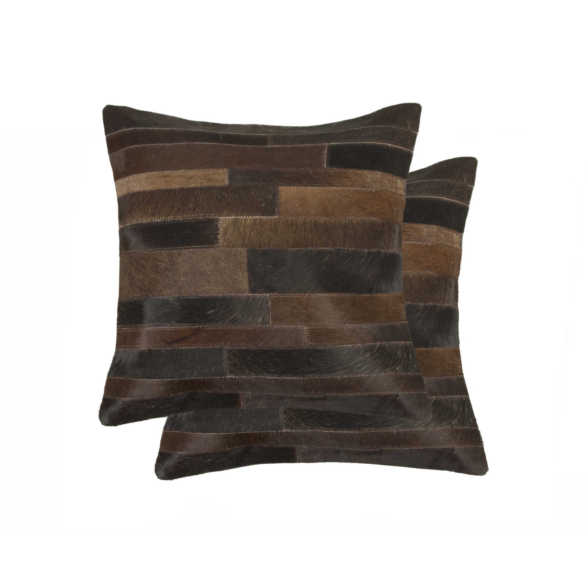 Set of Two 18" Chocolate Cowhide Throw Pillows-1