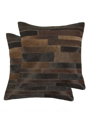 Set of Two 18" Chocolate Cowhide Throw Pillows-3