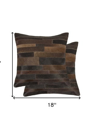 Set of Two 18" Chocolate Cowhide Throw Pillows-4