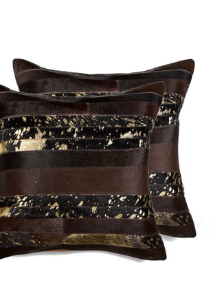 Set of Two 18" Chocolate Cowhide Throw Pillows-3