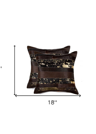 Set of Two 18" Chocolate Cowhide Throw Pillows-4