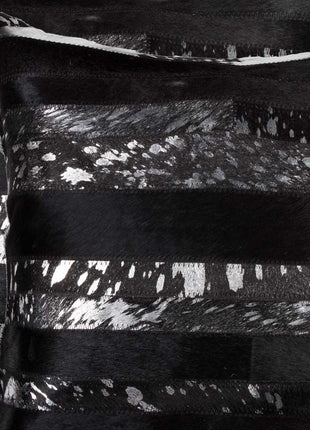 Set of Two 18" Gold and Black Cowhide Throw Pillows-3