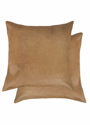 Set of Two 18" Tan Cowhide Throw Pillows-1