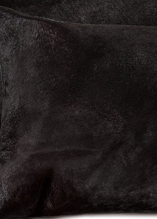 Set of Two 12" X 20" Black Cowhide Throw Pillows-7