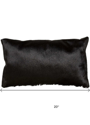 Set of Two 12" X 20" Black Cowhide Throw Pillows-6
