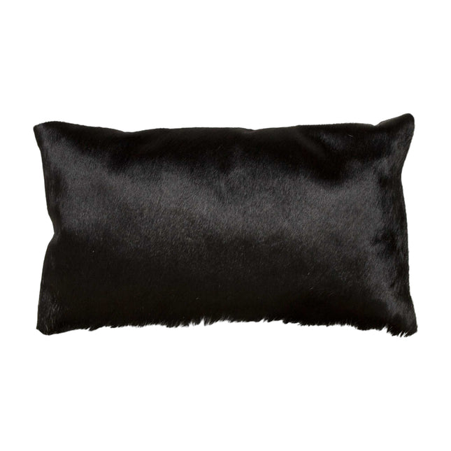Set of Two 12" X 20" Black Cowhide Throw Pillows-2