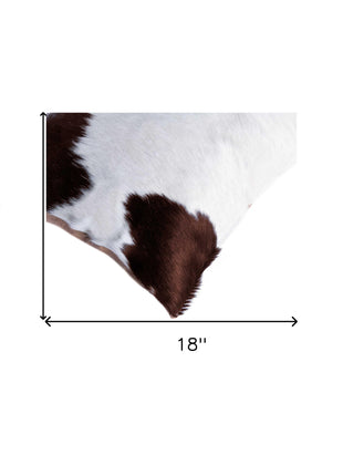 Set of Two 18" Brown And White Cowhide Throw Pillows-6