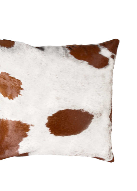 Set of Two 18" Brown And White Cowhide Throw Pillows-2