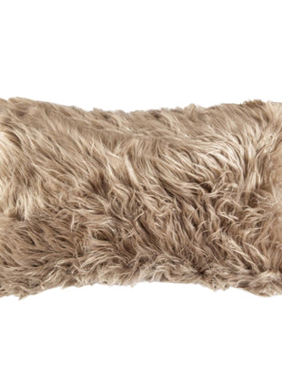 Set of Two 12" X 20" Tan Faux Fur Throw Pillows-2