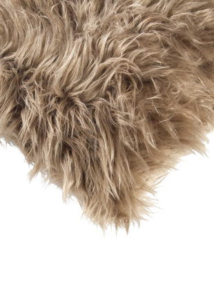 Set of Two 12" X 20" Tan Faux Fur Throw Pillows-3