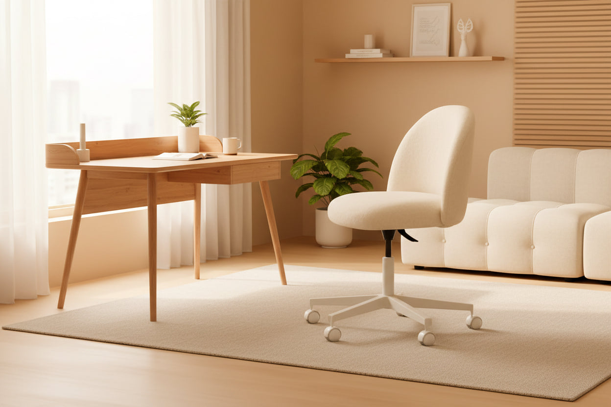 Beige office chair in a room with a warm color scheme