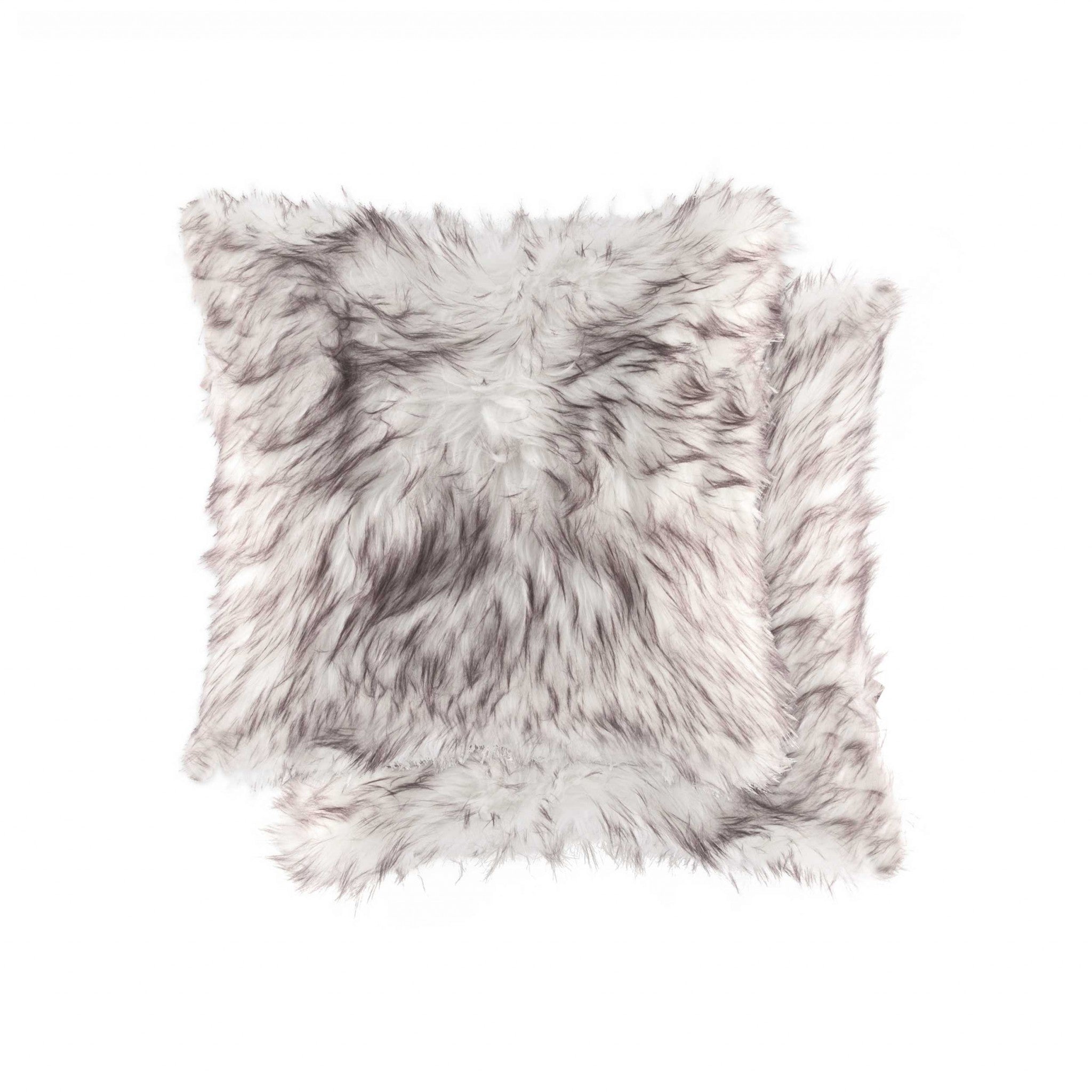 Set of Two 18" Brown And Off White Throw Pillows-0