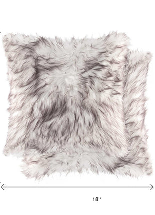 Set of Two 18" Brown And Off White Throw Pillows-5
