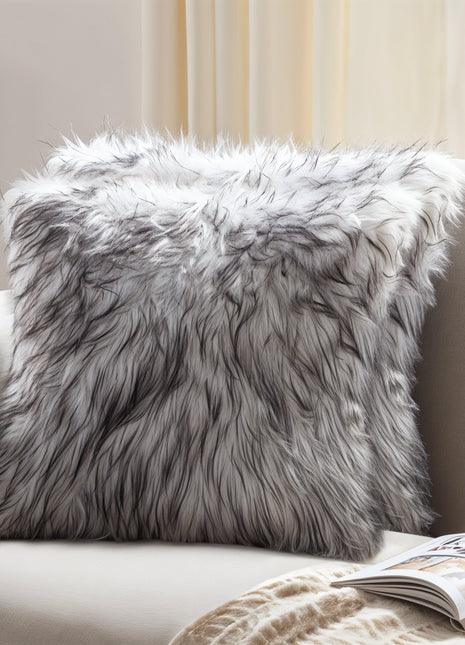 Set of Two 18" Brown And Off White Throw Pillows-1