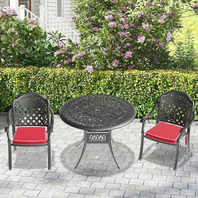(Cushions In Random Colors)3-Piece Set Of Cast Aluminum Patio Furniture With Cushions-0