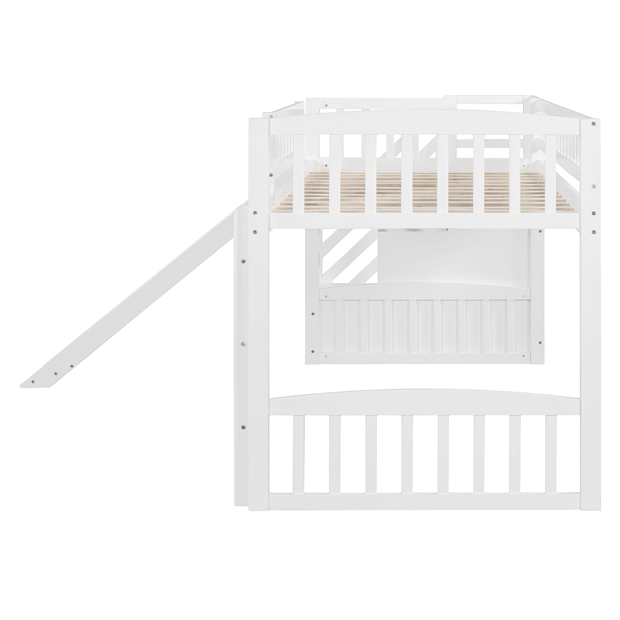 Stairway Twin Size Loft Bed with Two Drawers and Slide