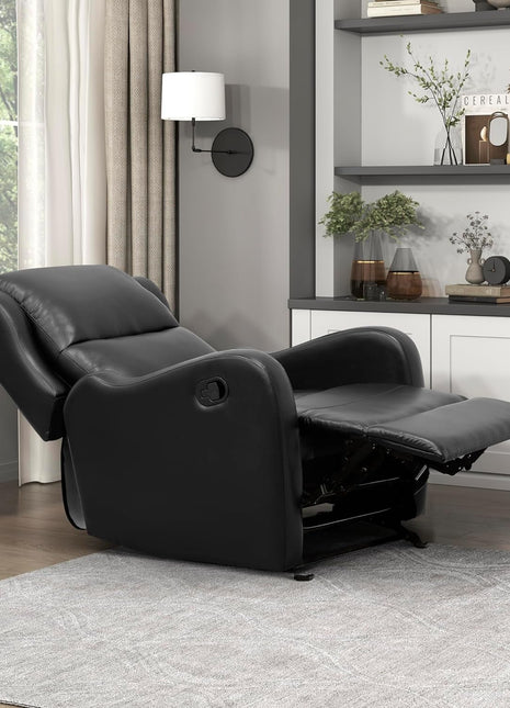 Recliner Chair Living Room Reclining Sofa Chair, Home Theater Seating Modern Recliner, Manual Recliner Sofa Chair for Living Room/Office/Apartment, Glider Recliner, Black-0
