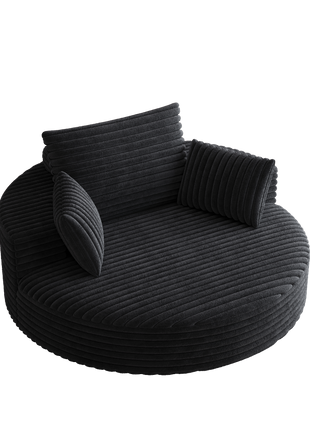 55''L Corduroy Chenille Foam Single Swivel Chair, Fluffy Modern Sleeper, 360 Degree Swivel Chair for Living Room, Bedroom, Lounge and Projection Room-2