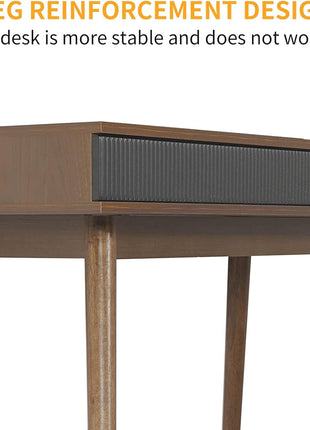 Office Desk Mid Century Modern Desk Writing Desk with Drawer Simple Home Office Desk Mid Century Desk, Walnut-4