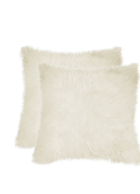 Set of Two 18" Natural Sheepskin Throw Pillows-1