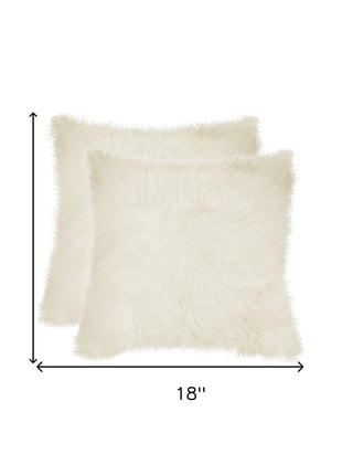 Set of Two 18" Natural Sheepskin Throw Pillows-4