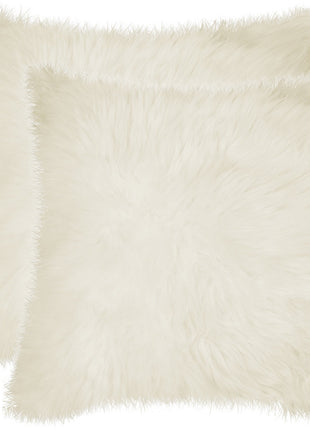 Set of Two 18" Natural Sheepskin Throw Pillows-3