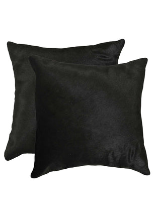Set of Two 18" Black Cowhide Throw Pillows-2