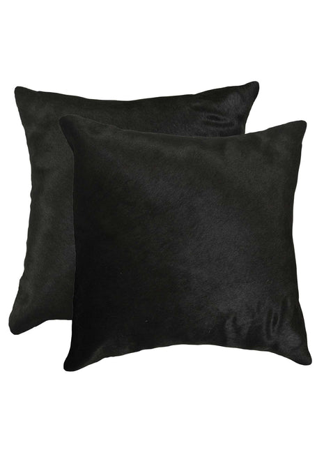 Set of Two 18" Black Cowhide Throw Pillows-2