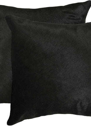 Set of Two 18" Black Cowhide Throw Pillows-3