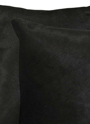Set of Two 18" Black Cowhide Throw Pillows-4